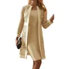 Fashion Two Piece Set Solid Lace Cardigan Temperament Temperament Party Robe for Women 240412