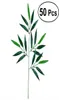 50個の人工緑の竹の葉偽の緑の植物緑の葉のための緑の葉エルオフィスの結婚式の飾り3233549