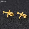 Boucles d'oreilles étalon la mode minuscule ecg rythme cardiaque pour les femmes mignonnes de lettres de lettre de coeur en acier inoxydable cadeaux