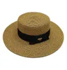 Vrouwen brede rand Gold Bee Straw Cap Dames mode platte top geweven petten meisje emmer hoed zomer zon hoeden vintage visor6765860