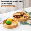 Assiettes Bamboo Home Decor Tray Party Round Servant avec des poignées pour la cuisine Outdoor divertissant Café