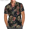 Camisas casuais masculinas roupas de rua de grandes dimensões 3D Anime Green Sled Sled Haian Shirt Mens Beach Summer 5xl Socialist-863 C240412