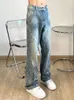 Pantaloni da cowboy per jeans maschi da uomo bootcut i pantaloni estetici dritti svasati per uomini giunti in abiti originali y2k anni 2000 sciolte kpop