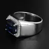 Royal Sapphire Ring Mens Trendy Pure Silver Dominant Emerald Diamond Live Mundgeschenk