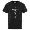 T-shirts masculins 2024 Coton Retro Faith Imprimez d'été T-shirt pour hommes femmes Fashion de haute qualité à manches courtes tshirt de sport en vrac respirant