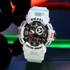 손목 시계 Smael Sport Watch 남성용 LED 경보 알람 디지털 시계 이중 시간 디스플레이 자동 날짜 백라이트 청소년 쿼츠 남성