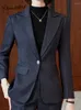 Dwuczęściowe spodnie dla kobiet w stylu francuskim Eleganckie biuro Kobiety Suits Formalne noszenie 2024 Blazery mody długie rękawowe spodni streetwear