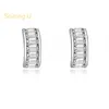Stud Earrings Shining U S925 Silver Zircon Gems For Women Fine Jewelry Birthday Gift