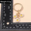 Nyckelringar söta emalj Sunflower Keychain for Women Girl Key Ring Pendant Car Holder Handbag Decor Charms Diy Jewets Gifts