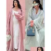 Ubranie etniczne Ramadan 2024 Luxury Shiny Satin Open Kimono Abaya Dubai Batwing Sleeve Abayas dla kobiet Sukienka Muzułmańska Islamska Kaftan Dr Otu4p