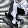 Męskie dżinsy różowe amerykańskie uliczne europejskie i spodnie sensing splicing luźna szeroka noga dla mężczyzn upuszcza odzież Dhknv