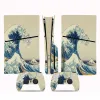 Autocollants pour la console PS5 Slim Disc Edition et 2 contrôleurs Waves Design Skin PS5 Slim Disc Sticker Protective Decal Amovable Cover