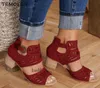 Temofon neue Mode Frauen Sandalen Peep Zehen High Heel Schuhe Sandalen rot schwarze blaue Damen Schuhe Sandalias Mujer Hvt1081 CX2006133169234