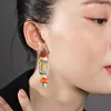 Stud Earrings Vintage Triangle Rectangle Geo Statment Exquisite Women Insert Stone Pendant Post Brincos
