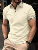 Polo da stampa con riseggio da uomo Summer Color Solido Colore ShortSleeved Thirt Shars Slim Business Clothing 240403