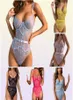 Women Porn Mesh Dessous Schlanker Taille Nachtwäsche Bodysuit Transparent Patchwork Spitze Bodysuit