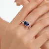 Cluster Anneaux S925 Silver Ring Tanzanian Sapphire Set Fashion Versatile Design Bijoux