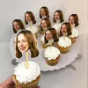Personnalize Face Cake Topper Crown Cupcake Toppers Birthday Photo Custom Photo Cut Out Clear Treck Picks Fun Face Cutout Dessert