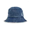 Beretti cappello da cappello da secchio Donne primavera estate da sole spiaggiavano jeans tessuto blu durevole accessorio per adolescenti