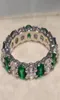 Joya de lujo nueva y brillante joyas de lujo 925 Sterling Silver Round Cut Emerald Zirconia Women Wedding Band Band Circle Rin1164314