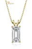Wong Rain 100 925 Sterling Silber Smaragd Schnitt erzeugt Moissanit Diamonds Edelstein Anhänger Halskette Engagement Fine Schmuck Y01264074038