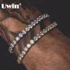 Uwin Round Cut Tennis Armband 5mm Zirconia Triple Lock Hiphop Jewelry 1 Row Cubic Luxury Crystal CZ Men Fashion Charm Armelets729407865