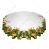 Christmas Pine Needles Lights Round Tablecloth Waterproof Wedding Party Table Cover Christmas Dining Table Tablecloth