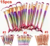 NOUVEAU 15PCS Set Making Brushes Brushes Sirène Brosse 3D Broussins de maquillage professionnel coloré Fondation Blush Cosmetic Brush Kit Tool 6039299