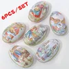 6 Pieces Easter Bunny Dress Printing Alloy Metal Trinket Tin Easter Eggs Shaped Candy Box Tinplate Case Party Decoration Z11232421