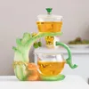 Tee-Sets 1 Set Lazy Tea Magnetic Water-tribierende Deckelschüssel Automatische Kohlglas-Teekanne Dose Tassen und Tablettsuiten