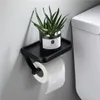 Support de papier de toilette noir mural support de papier de carvylère avec étagère de rangement de téléphone Accessoires de salle de bain 269z