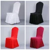 Stretch Chair Cover With Skirt Elegant Modern Wedding Hotel Banquet Party Baby Shower Event Universal Spandex Dining Chair Cover