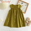 Girl's Dresses Bear Leader Girls Korean Fashion Dresses Female Baby Summer Clothes Fresh and Cute Flowers In The Paragraph Princess Dress Y240412