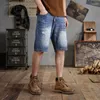 Mäns jeans 28-48 Size Ripped Denim Shorts Loose Elastic Middle Pants Summer Vintage Trendy Casual Plus Size