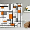 Creatieve geometrische douchegordijnen zwarte lijn roodgrijs geruit wit badgordijn modern eenvoudige Noordse huis badkamer decor set mat