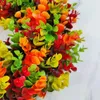 装飾的な花ユーカリの花輪一年中シミュレーションドアウォールウィンドウポーチパティオガーデンファームハウスの装飾のためのガーランド