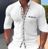 Casual shirts voor heren Spring Summer Fashion Polo Neck korte mouw veelzijdige kleding westerse forens print los comfortabel