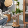 Natural Bamboo Pots for Plants High Low Multi-layer Flower Stand Flexible Mobile Storage Shelf Stable Load-bearing Plant Rack