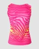 女性のブラウスニニムール女性ゼブラストライププリントボタンフロントタンクトップ2024サマーカジュアルデイリーウェアクールベストトップTシャツ
