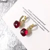 Boucles d'oreilles en peluche Donia Jewelry Fashion Color Couleur géométrique carré Copper micro set Crystal Stud Silver Post Luxury