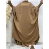 Roupas étnicas Roupa de oração muçulmana Islam khimar hijab dubai abaya 2 peças conjunto de chapéus de peru preto árabe Ramadan Drop Deli Otcul