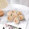 Decorative Flowers 3pcs 7cm Silk Roll Core Rose Flower Head Artificial Wedding Wall Decoration Home DIY Fake