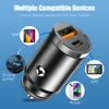 100W Metal Car Charger USB Super Charge USB-A USB-C PD Cigarette Adaptateur Light Charger Téléphone Hidden pour iPhone Xiaomi Samsung