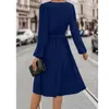 Abiti casual Slim 2024 Abito autunnale per donne Spettate lunghe con pizzo lungo la festa in fitta Oscita da ginocchio Elegante Office Business Lady L010