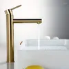 Bathroom Sink Faucets MTTUZK Solid Brass Brushed Gold Basin Faucet Cold Mixer Tap Deck Mounted Single Handle Round Water