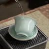 Чашки блюдцы потрескивая глазурь керамическая открытие Gaiwan для чая Tureen чайная чашка китайская ледяная миска Винтажные зеленые керамония Chawan