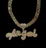 Grandbling Custom Name Necklace With Heart Rhinestones Cuban Chain Word Iced Out CZ PERSONALISERA Hiphop smycken 220722204D9946252