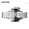 Weide Mens Sports Model Funzioni multiple Business Data Auto Settimana Analog LED Visualizzazione Alarm Allerte Watch Steel Strap Orologio da polso