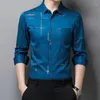 Men's Casual Shirts 6XL Large 2024 Spring And Autumn Stripe Luxury Stamping Elastic Non Iron Wrinkle Resistant Leisure Business