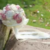 Bröllopsblommor underbara brudbuketter mousserande kristallsatin tillbehör 22 33 cm